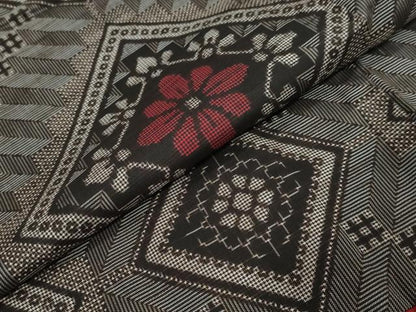 平和屋着物●本場大島紬　龍郷絣　花菱文　正絹　逸品　DABI9788ud