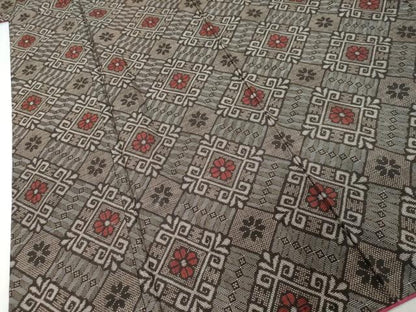 平和屋着物●本場大島紬　龍郷絣　花菱文　正絹　逸品　DABI9789ud