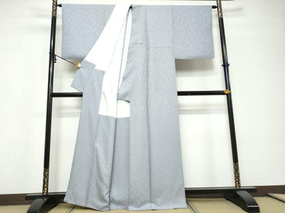平和屋着物●上質な色無地　霞地紋　藤鼠色　正絹　逸品　DABI9803ud