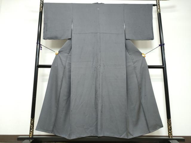 平和屋着物●上質な色無地　草花地紋　濃鼠色　正絹　逸品　DABI9804ud