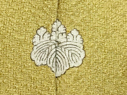 平和屋着物●上質な色無地　箔散らし地紋　菜種油色　正絹　逸品　DABI9805ud