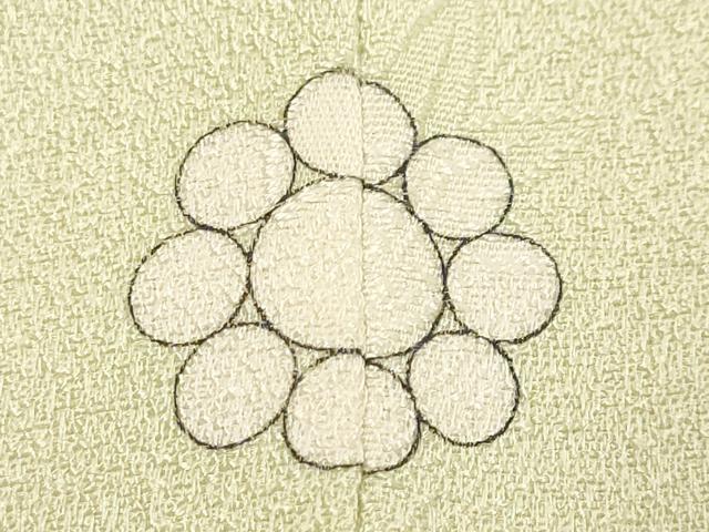 平和屋着物●上質な色無地　草花地紋　若芽色　正絹　逸品　DABI9806ud