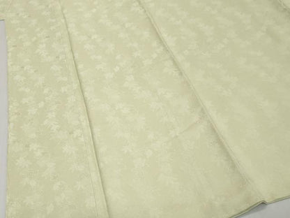 平和屋着物●上質な色無地　草花地紋　若芽色　正絹　逸品　DABI9806ud