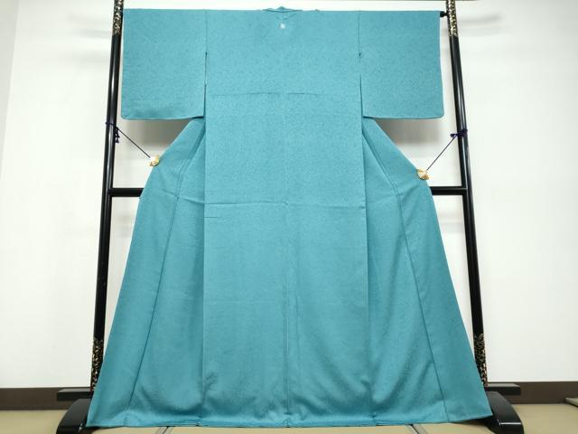 平和屋着物●上質な色無地　霞地紋　藍色　カラー胴裏：浅縹色　正絹　逸品　DABI9812ud