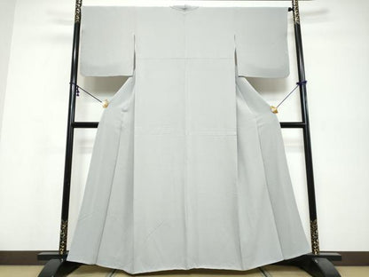平和屋着物●上質な色無地　絹鼠色　正絹　逸品　DABI9813ud