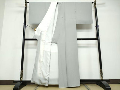 平和屋着物●上質な色無地　絹鼠色　正絹　逸品　DABI9813ud