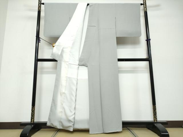 平和屋着物●上質な色無地　絹鼠色　正絹　逸品　DABI9813ud
