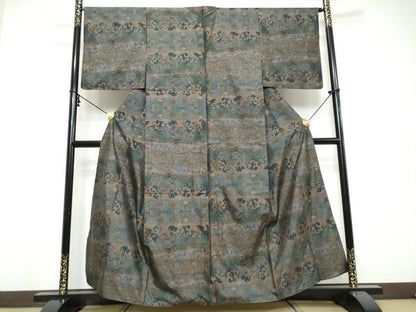 平和屋着物●本場大島紬　9マルキ　流水草花文　やまと誂製　正絹　逸品　DABI9816ud