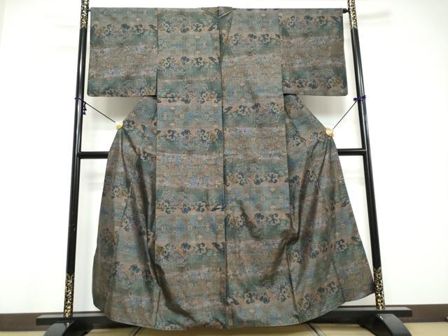平和屋着物●本場大島紬　9マルキ　流水草花文　やまと誂製　正絹　逸品　DABI9816ud