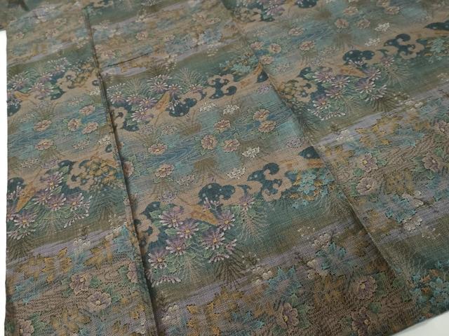 平和屋着物●本場大島紬　9マルキ　流水草花文　やまと誂製　正絹　逸品　DABI9816ud