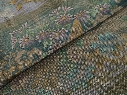 平和屋着物●本場大島紬　9マルキ　流水草花文　やまと誂製　正絹　逸品　DABI9816ud