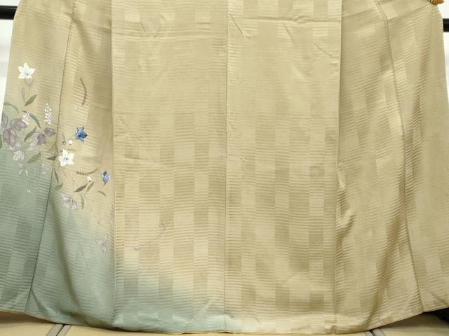 平和屋着物●訪問着　手描き　草花文　暈し染め　正絹　逸品　DABI9817ud