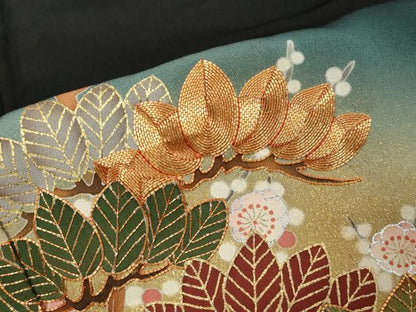 平和屋着物●京友禅の第一人者　松井青々　黒留袖　駒刺繍　双鶴流水草花文　暈し染め　金彩　正絹　逸品　DABI9823ud