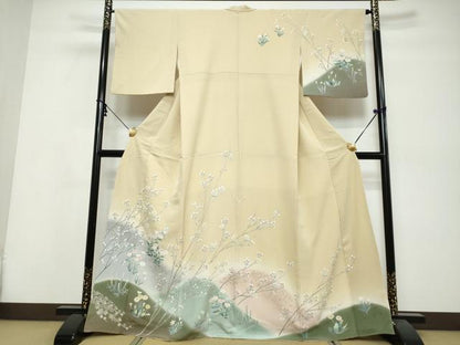 平和屋着物●訪問着　草花文　暈し染め　金彩　正絹　逸品　DABI9826ud