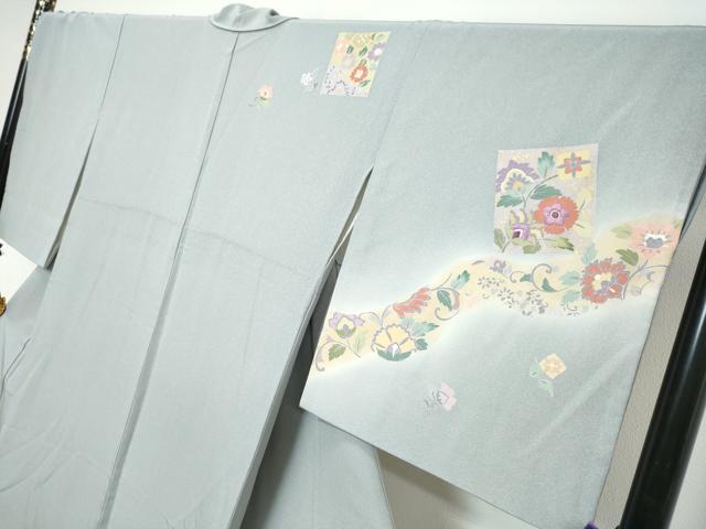平和屋着物●西陣　京の名門　じゅらく謹製　帝王紫　訪問着　刺繍　色紙草花文　暈し染め　金彩　正絹　逸品　DABI9837ud