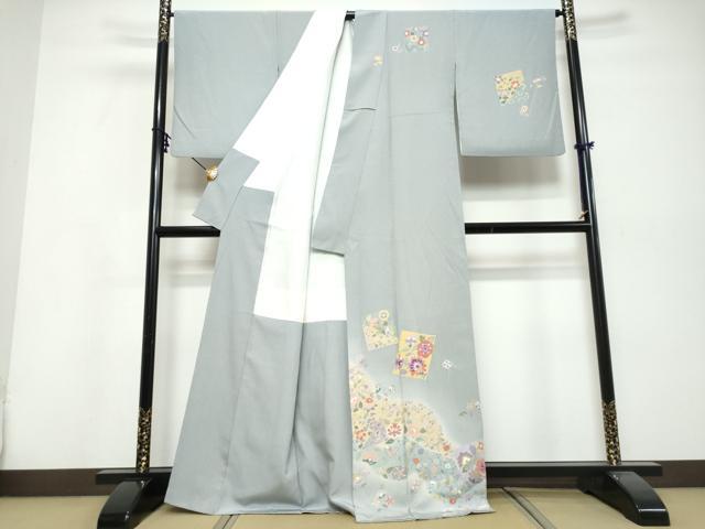 平和屋着物●西陣　京の名門　じゅらく謹製　帝王紫　訪問着　刺繍　色紙草花文　暈し染め　金彩　正絹　逸品　DABI9837ud