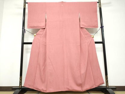 平和屋着物●上質な色無地　杢目文様　桃色　正絹　逸品　DABI9838ud