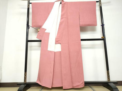 平和屋着物●上質な色無地　杢目文様　桃色　正絹　逸品　DABI9838ud