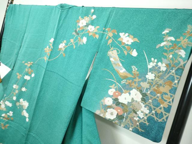 平和屋着物●訪問着　短冊草花文　金彩　正絹　逸品　DABI9839ud