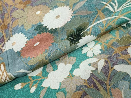 平和屋着物●訪問着　短冊草花文　金彩　正絹　逸品　DABI9839ud