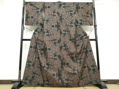 平和屋着物●本場大島紬　7マルキ　枝葉文　正絹　逸品　DABI9840ud