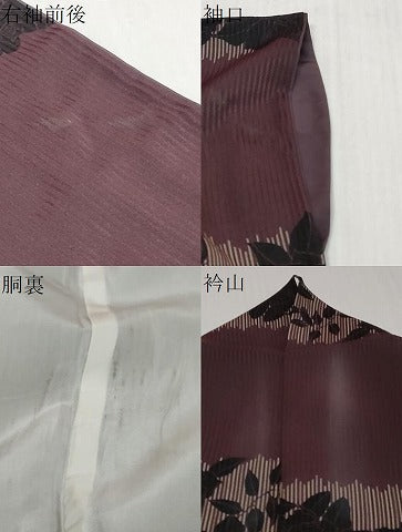 平和屋着物●染色作家　斉藤三才　小紋　格子薔薇文　反端付き　正絹　逸品　DABI9856ud