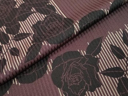 平和屋着物●染色作家　斉藤三才　小紋　格子薔薇文　反端付き　正絹　逸品　DABI9856ud