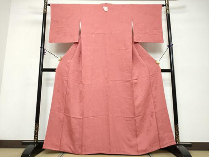 平和屋着物●上質な色無地　平安人物風景地紋　今様色　正絹　逸品　未使用　DABI9857ud