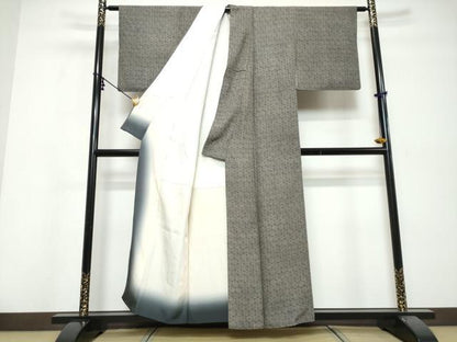 平和屋着物●江戸小紋　亀甲花文　黒地　正絹　逸品　DABI9859ud