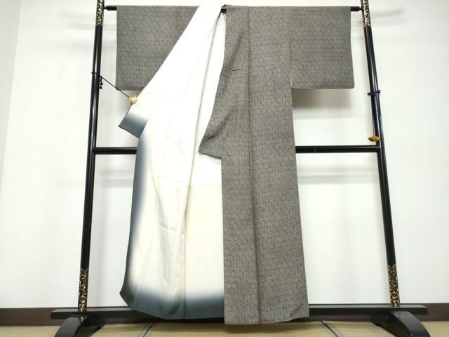 平和屋着物●江戸小紋　亀甲花文　黒地　正絹　逸品　DABI9859ud