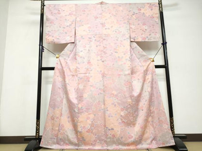 平和屋着物●上質な小紋　地紋起こし　枝花文　正絹　逸品　DABI9866ud
