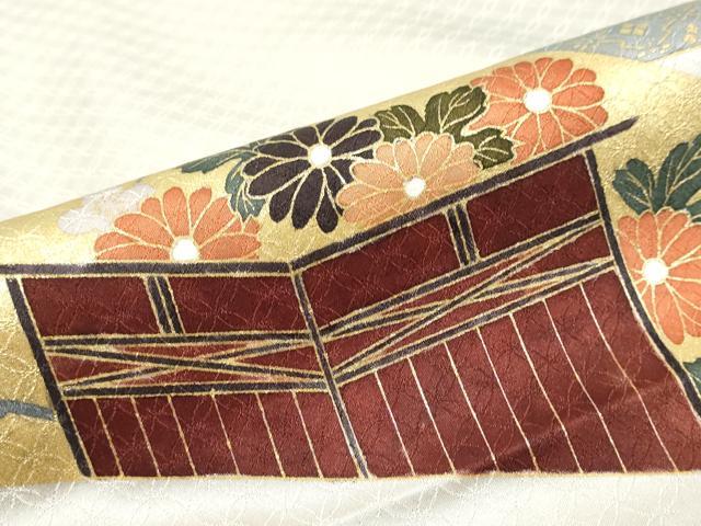 平和屋着物●訪問着　駒刺繍　吉祥風景草花文　金彩　正絹　逸品　未使用　DABI9867ud