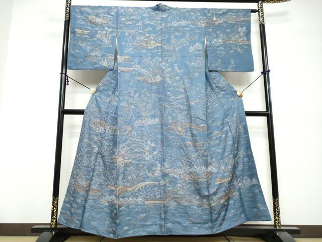 平和屋着物●訪問着　刺し子　総刺繍　風景花文　正絹　逸品　DABI9870ud