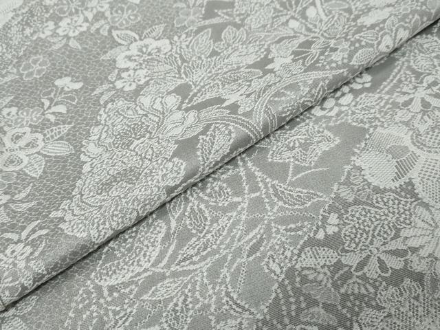平和屋着物●山岡古都・古都染人　染織美術品　薬墨染　天目織　お召　雪輪草花文　反端付き　正絹　逸品　DABI9875ud