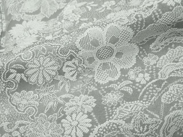 平和屋着物●山岡古都・古都染人　染織美術品　薬墨染　天目織　お召　雪輪草花文　反端付き　正絹　逸品　DABI9875ud