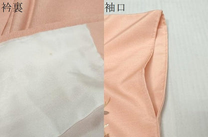 平和屋着物●訪問着　地紙重ね草花文　暈し染め　金彩　ロング丈　正絹　逸品　DABI9882ud