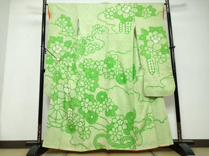 平和屋着物●豪華振袖　総絞り　草花文　正絹　逸品　DABI9885ud