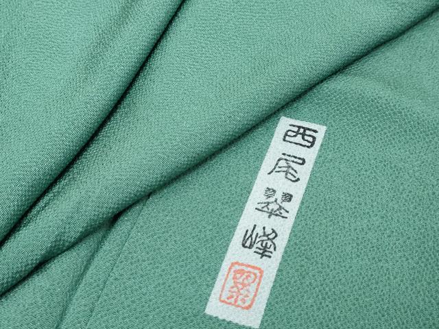 平和屋着物●本加賀友禅作家　西尾翠峰監修　色無地　虫襖色　鬼しぼ縮緬　正絹　逸品　DABI9886ud