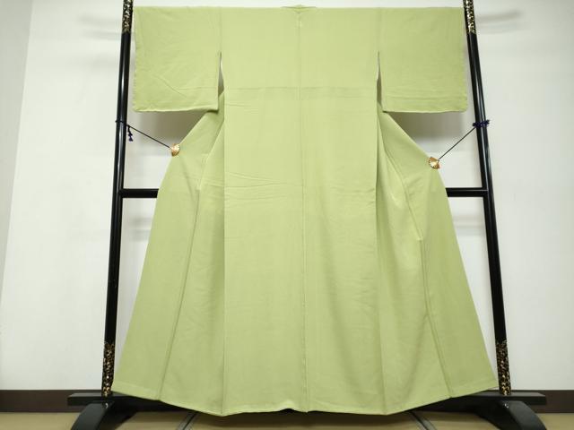 平和屋着物●上質な色無地　苗色　正絹　逸品　未使用　DABI9890ud