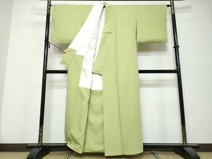 平和屋着物●上質な色無地　苗色　正絹　逸品　未使用　DABI9890ud