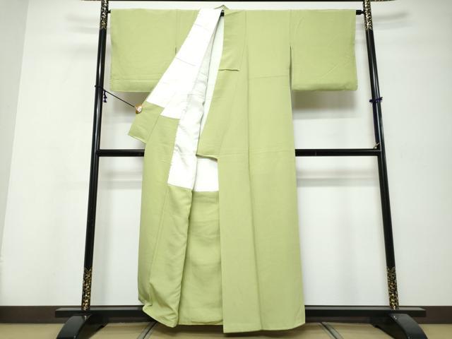 平和屋着物●上質な色無地　苗色　正絹　逸品　未使用　DABI9890ud