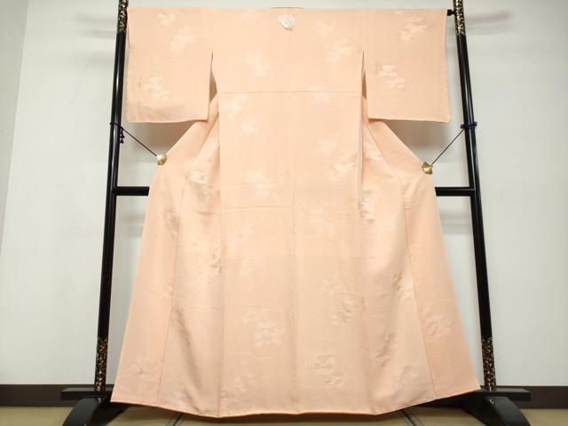 平和屋着物●上質な色無地　枝花地紋　洗柿色　正絹　逸品　未使用　DABI9895ud