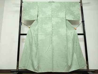 平和屋着物●上質な色無地　干割れ地紋　裏葉柳色　正絹　逸品　DABI9896ud