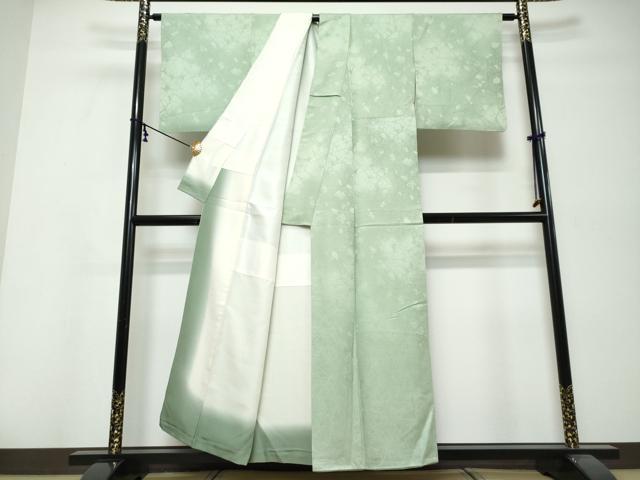 平和屋着物●上質な色無地　干割れ地紋　裏葉柳色　正絹　逸品　DABI9896ud