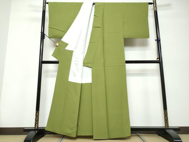平和屋着物●上質な色無地　青丹色　正絹　逸品　DABI9897ud