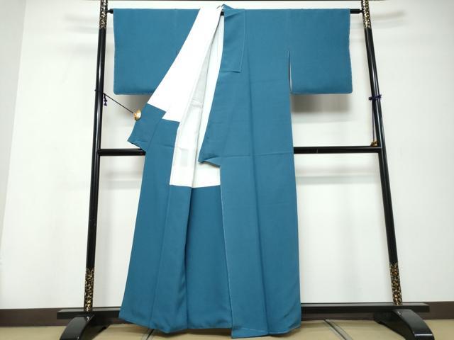 平和屋着物●上質な色無地　藍色　反端付き　正絹　逸品　未使用　DABI9898ud