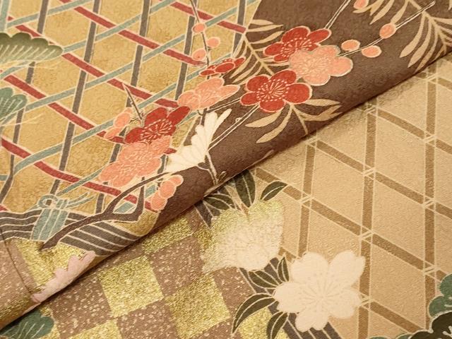 平和屋着物●訪問着　枝垂れ草花籬文　金彩　正絹　逸品　DABI9902ud