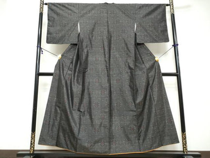 平和屋着物●本場大島紬　草花文　正絹　逸品　DABI9903ud