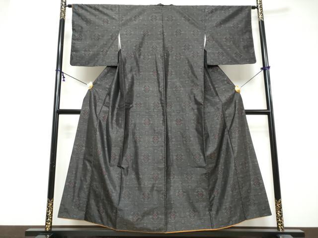 平和屋着物●本場大島紬　草花文　正絹　逸品　DABI9903ud