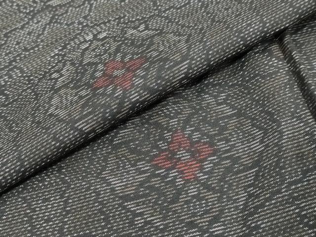 平和屋着物●本場大島紬　草花文　正絹　逸品　DABI9903ud